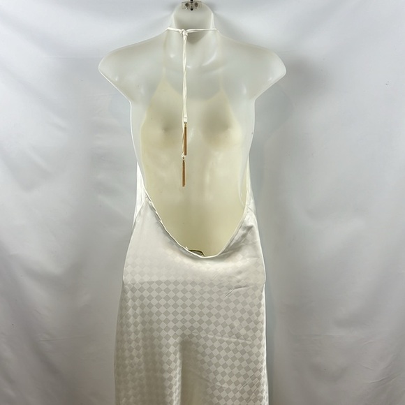 House of Harlow 1960 Halter Low Back Ivory Maxi Satin Dress Size S - NWT - Picture 8 of 11